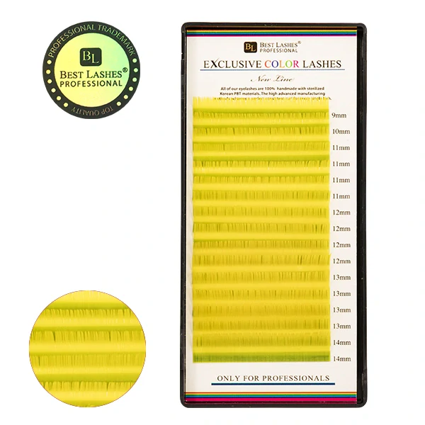 Žlté mihalnice mix dľžok C, 0,20 X 9-14 mm - 16 radov