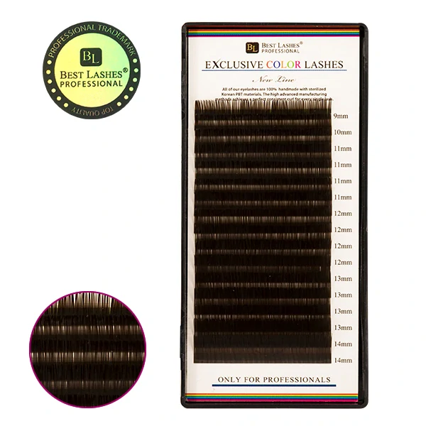 Tmavo hnedé mihalnice mix dľžok C, 0,20 X 9-14 mm - 16 radov