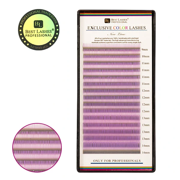 Pastelové mihalnice mix dĺžok C, 0,20 X 9-14 mm - Lilac